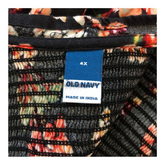 Old Navy Women's Maxi Dress Plus 4X Floral Boho Peasant Smocked Cottage V-Neck - Picture 3 of 9